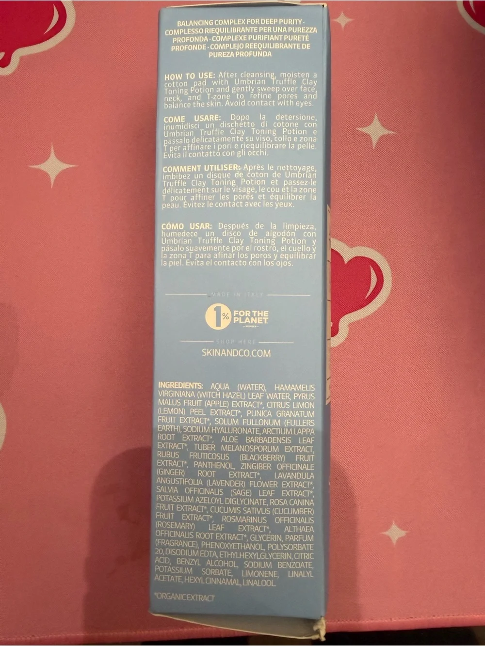 Skin Umbrian Truffle Clay Balancing Toner - Light Blue